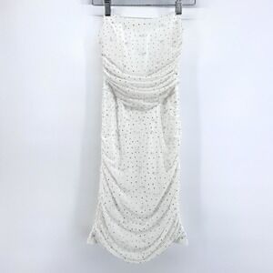 Rhinestone Ruched Ivory Mini Dress S Strapless Bodycon Bridal‎ Bachelorette